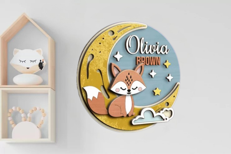 Aviso Circular con Nombre, Zorro (Opción 4)