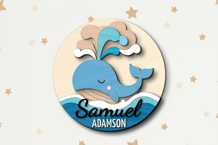 Aviso Circular con Nombre Ballena