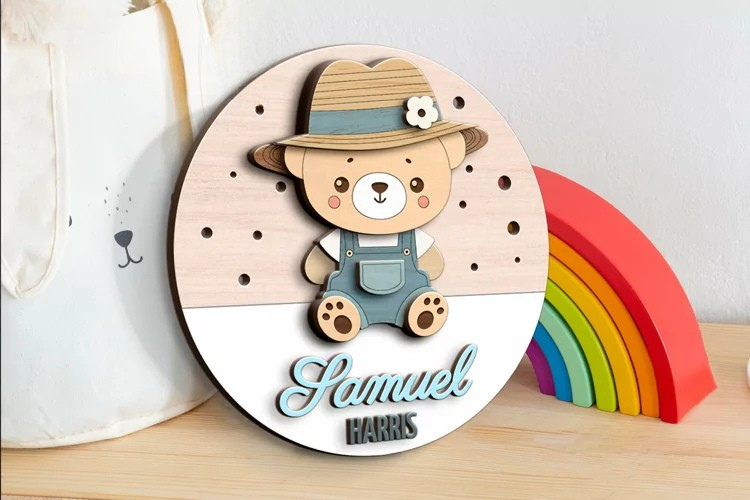 Aviso Circular con Nombre Oso (Opción 4)