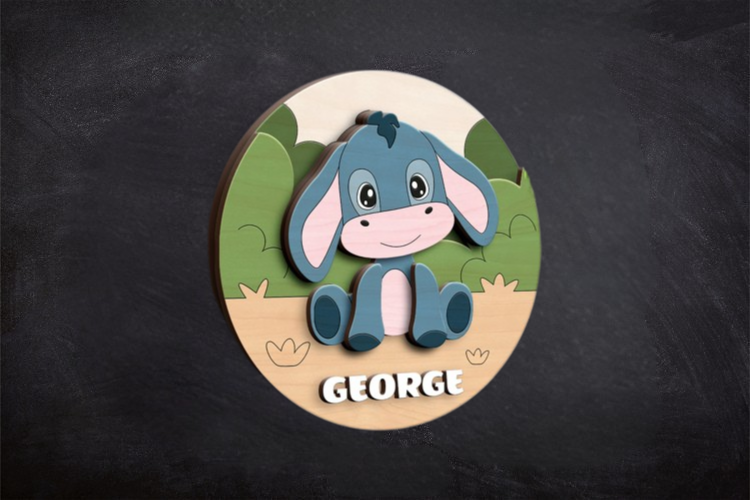 Aviso Circular con Nombre, Burro