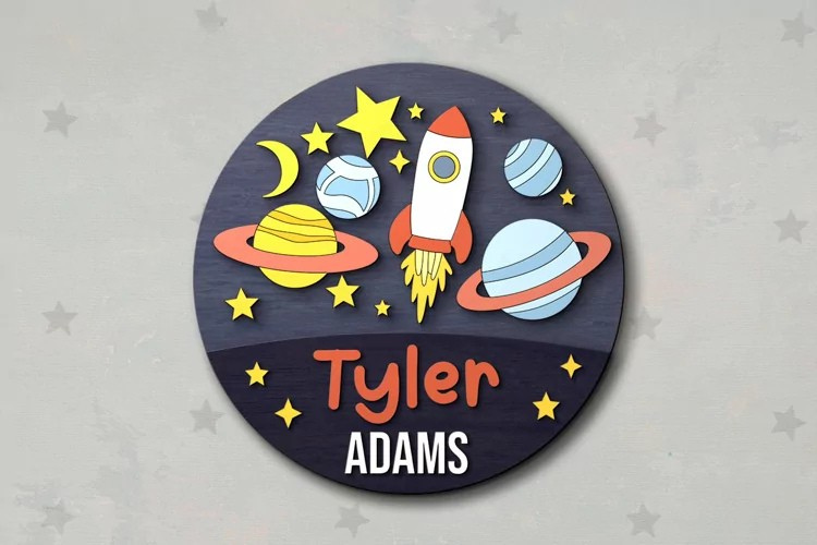 Aviso Circular con Nombre, Espacio (Opción 3)