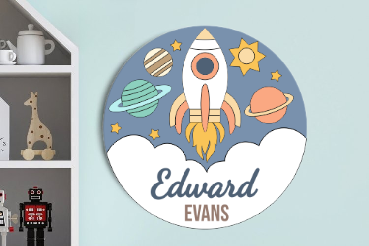 Aviso Circular con Nombre, Espacio (Opción 4)