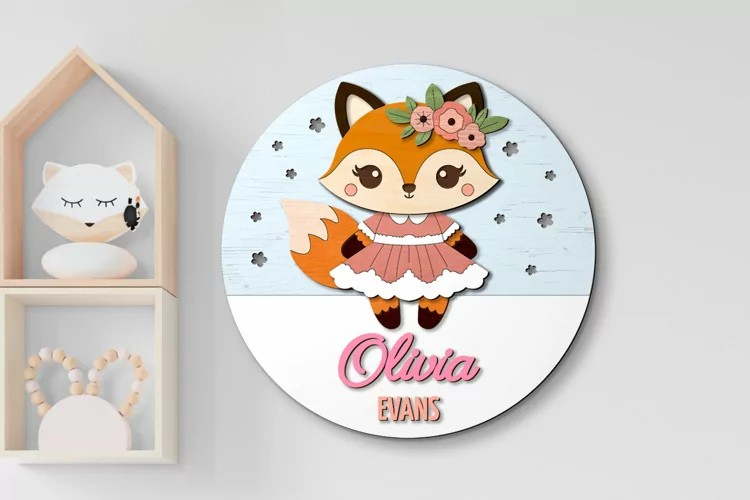 Aviso Circular con Nombre, Zorro (Opción 1)