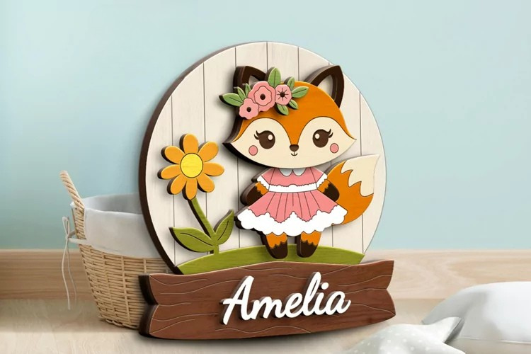 Aviso Circular con Nombre, Zorro (Opción 2)