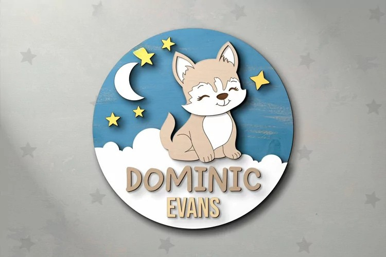 Aviso Circular con Nombre, Lobo (Opción 1)