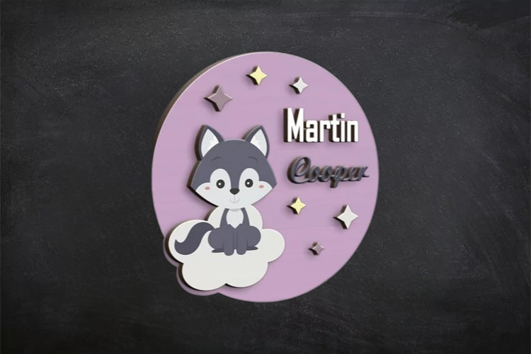 Aviso Circular con Nombre, Lobo (Opción 2)