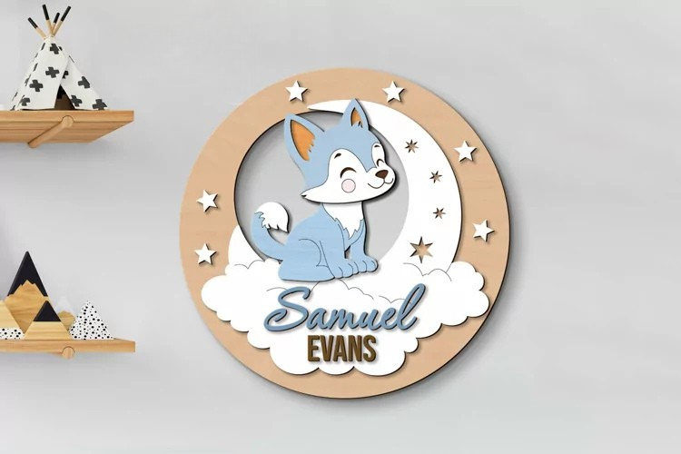 Aviso Circular con Nombre, Lobo (Opción 3)