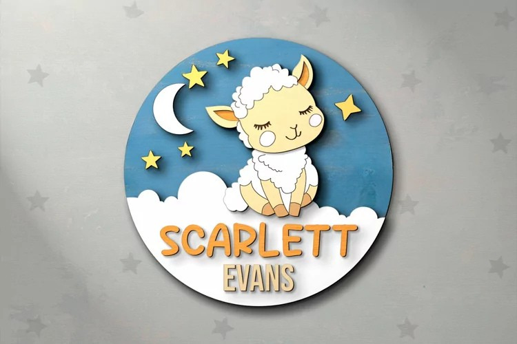 Aviso Circular con Nombre, Oveja (Opción 1)